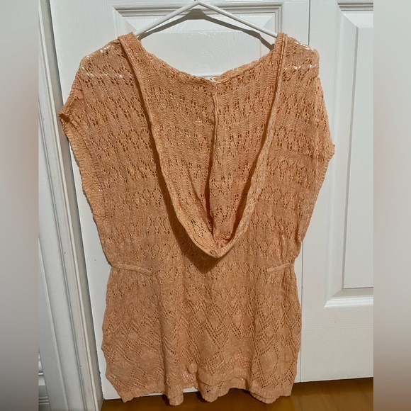 - Anthropologie Moth orange sherbert hooded pointelle sweater pullover - Picture 4 of 5